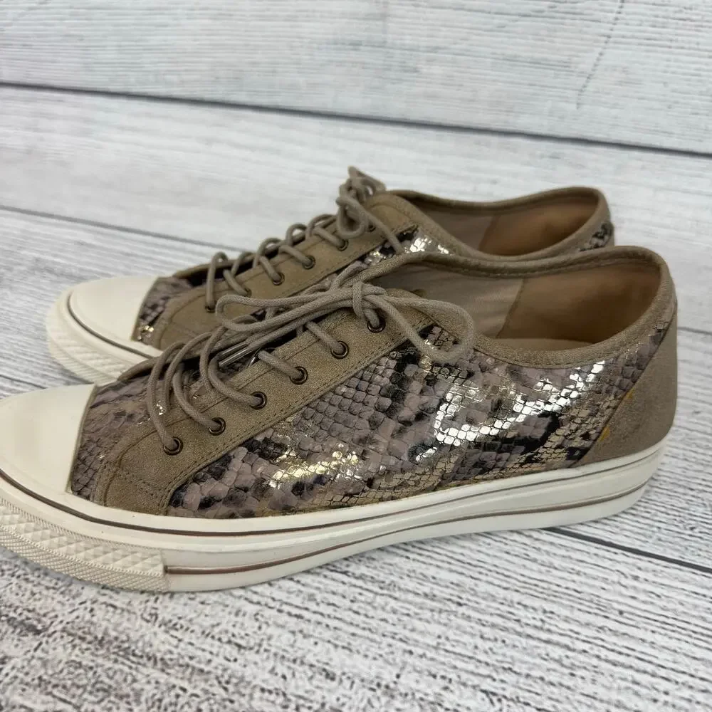 Yellowbox Women's Vada Taupe Gray Snake Printed Sneakers Size 11